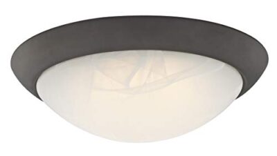 63089 28 cm dimbar LED inomhus infälld montering takarmatur, oljegnuggad bronsfinish med vit alabasterglas