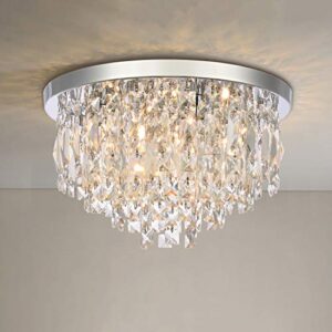 Kristall Rund Taklampa Modern Stil: Elegans för Ditt Hem A1A9 moderna kristallljuskronor taklampor, klar K9 kristall krom infällda monteringslampor, elegant rund LED pendellampa för vardagsrum, matsal, sovrum, vardagsrum (diameter 40 cm)