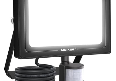 MEIKEE 50W led strålkastare utomhus sensor 4700 lm 6500 K superljus Utomhus säkerhetsbelysning IP66 vattentät utomhusstrålkastare med sensor LED för trädgårdsarage sportfält