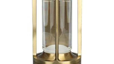 Sängbordslampa, touch aluminium kristall trådlös bordslampa för vardagsrum (Guld)